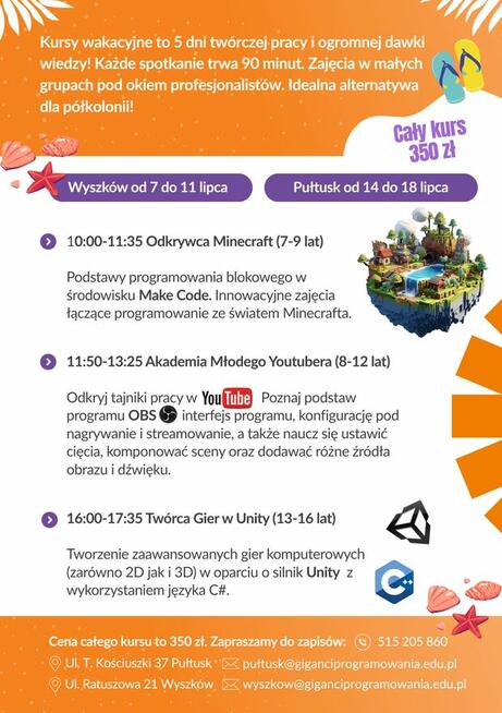 Kursy dla dzieci Wakacje z Gigantami Programowania