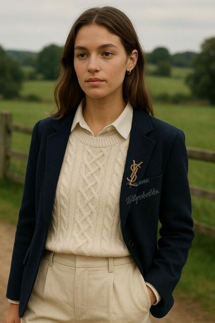 Broszka YSL Yves Saint Laurent złota 5cm