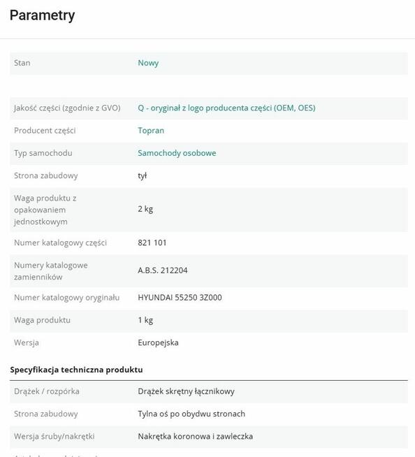 Wahacz, drążek Hyundai i40 VF tył , guma przegubu przód