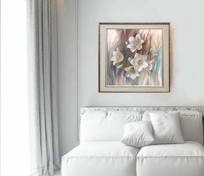 Białe Dzwonki, ręcznie malowany olejny, Lidia Olbrycht