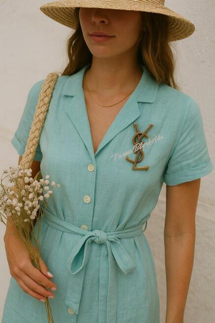 Broszka YSL vintage old money przypinka złota retro