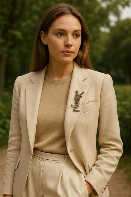 Broszka YSL Yves Saint Laurent stare złoto 7cm