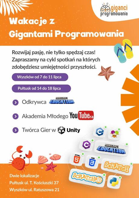 Kursy dla dzieci Wakacje z Gigantami Programowania