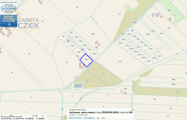 Działka budowlana Żdżarów gm. Sochaczew,