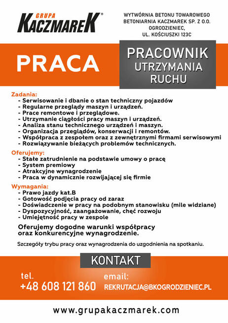 Mechanik / Pracownik utrzymania ruchu