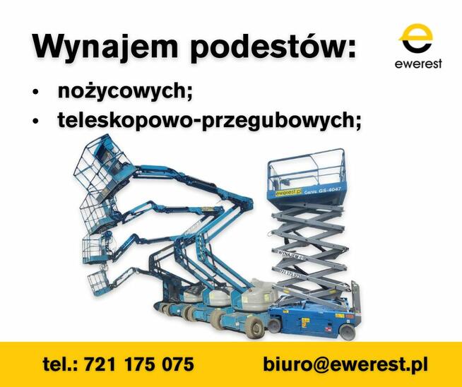Wynajem zwyżek nożycowych i przegubowych - Mielec i okolice