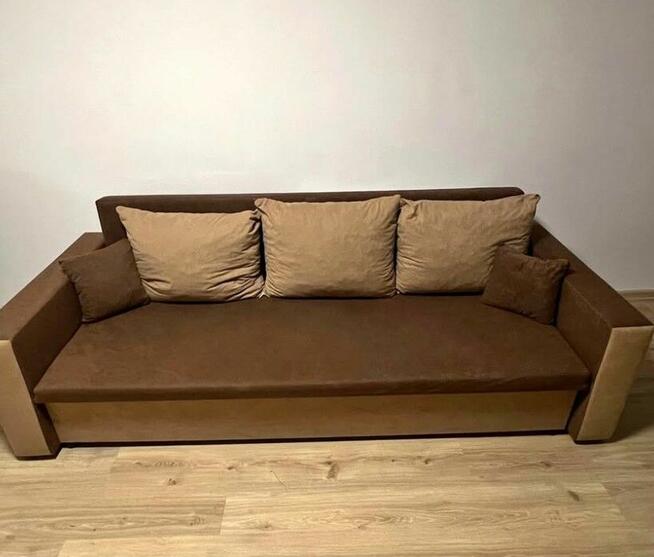 kanapa rozkładana brązowa