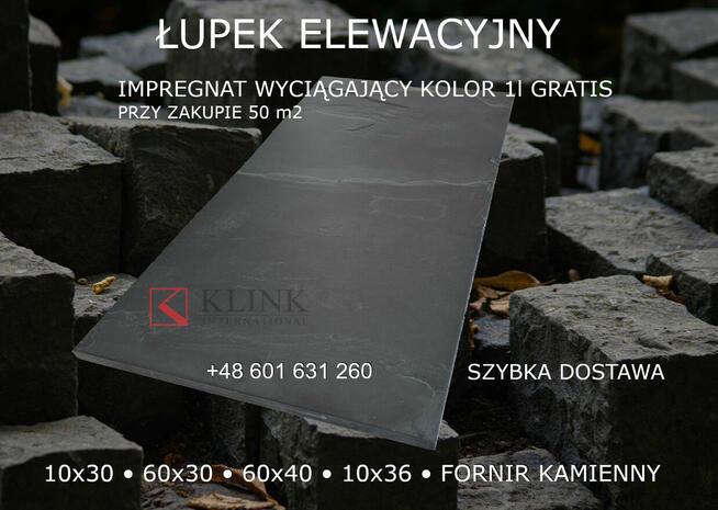 Kamień elewacyjny Łupek Black Slate + Impregnat Gratis
