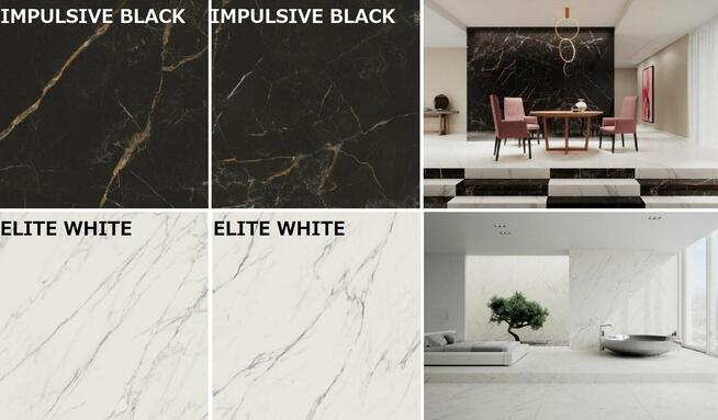 gres 59,8/59,8 impulsive black elite white polerowany-błyszc