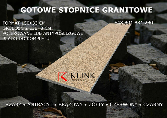 Schody granitowe Płomieniowane Antypoślizgowe