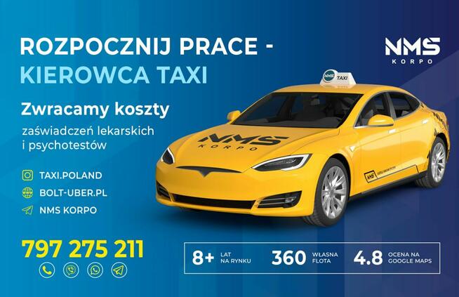 Kierowca kat. B – Własny grafik|TAXI PARTNER|Praca od zaraz