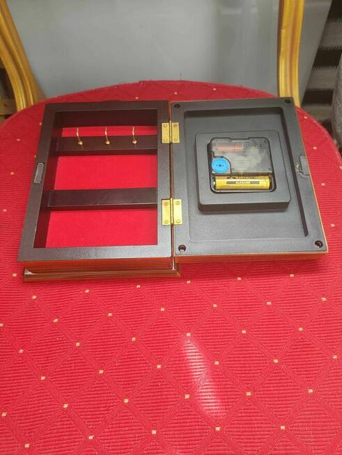 Zegar Ścienny Drewniany Skrzynka na Klucze Szafka na ścianę