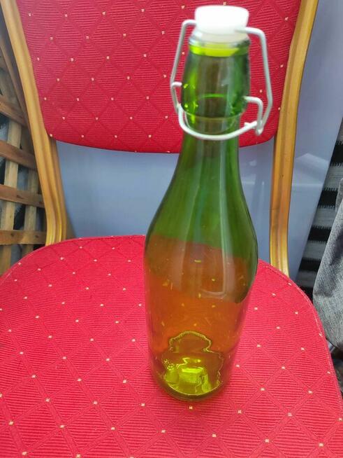 Butelka szklana ze szkła Zielona z korkiem na wino alkohol