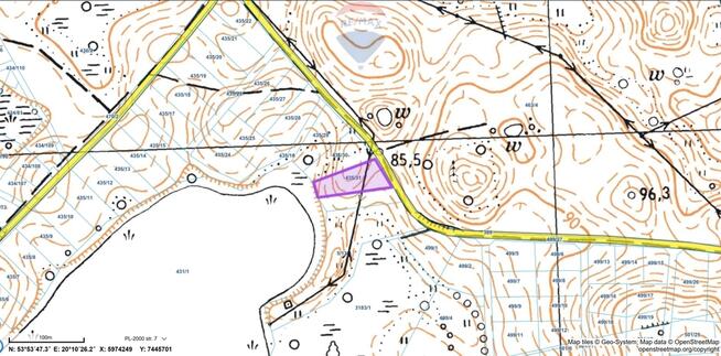 Działka budowlana z linią brzegową, Skolity