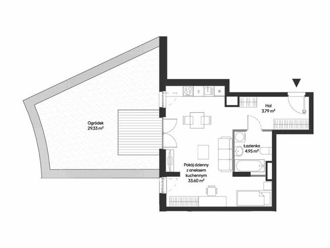 Apartament typu studio z dużym ogródkiem, Mokotów