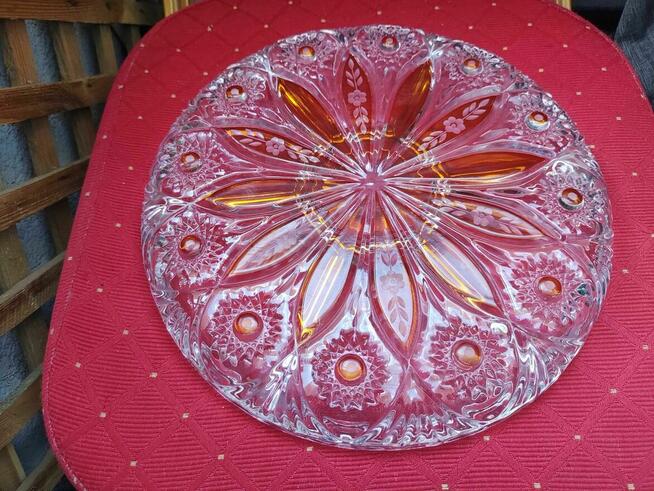 Kryształowa Patera kolorowe szkło Talerz ze szkła Irena