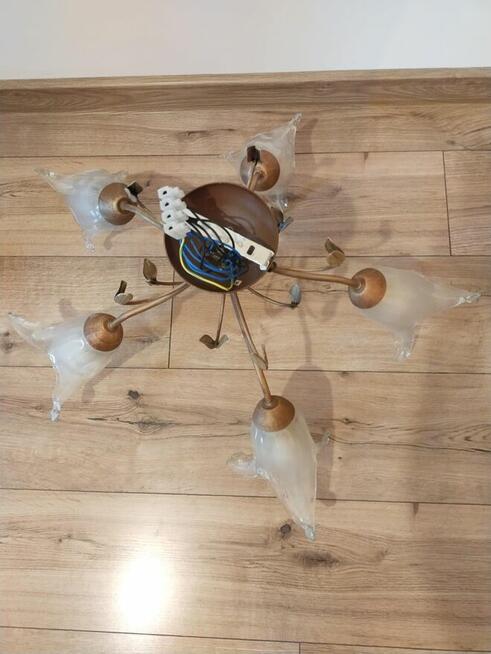 Zyrandol plus lampka Lampa salon mosiadz ZESTAW Krakow