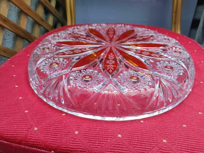 Kryształowa Patera kolorowe szkło Talerz ze szkła Irena