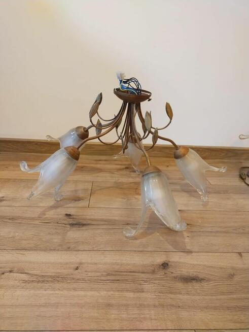 Zyrandol plus lampka Lampa salon mosiadz ZESTAW Krakow