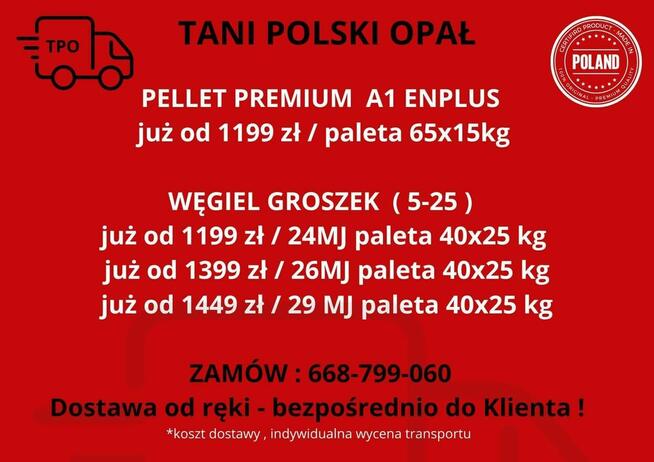 Pellet, groszek węgiel dostawa Małopolska