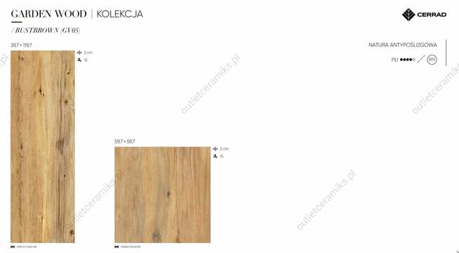 Tarasowe płyty drewnopodobne 2cm 120x40 Garden wood gat.1