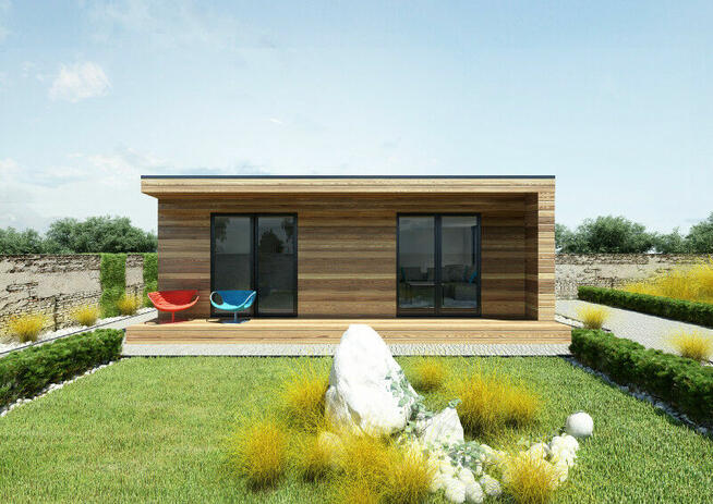 Nowoczesny dom letniskowy całoroczny drewniany