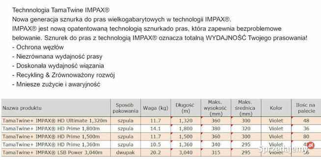 Sznurek do pras TamaTwine+ ImpaxHD Prime 1500m wytrzym 470kg