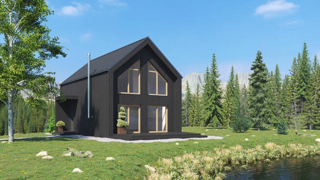 Dom całoroczny z piętrem MODERN 70m2 na zgłoszenie stodoła