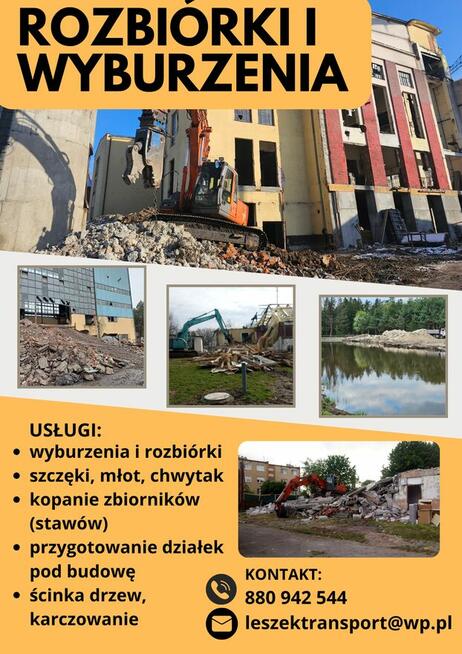 Kopanie stawów usługi koparkami wyburzenia rozbiórki