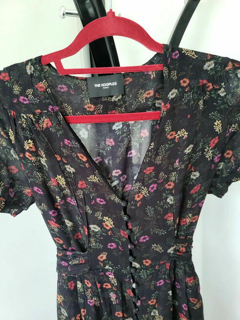Sukienka midi czarna w kwiatki wiskoza xs S the kooples eleg