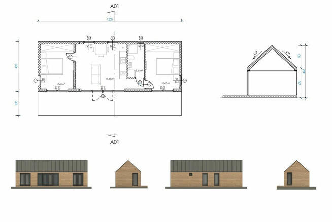 Dom mieszkalny całoroczny SVEN – nowoczesna stodoła 70m2