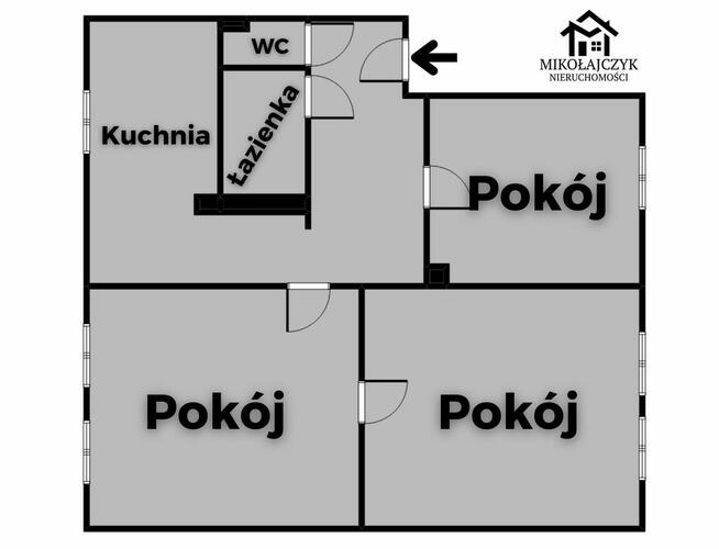 3 pokoje / ul. Warszawska / II piętro / 86 m2 / kominek