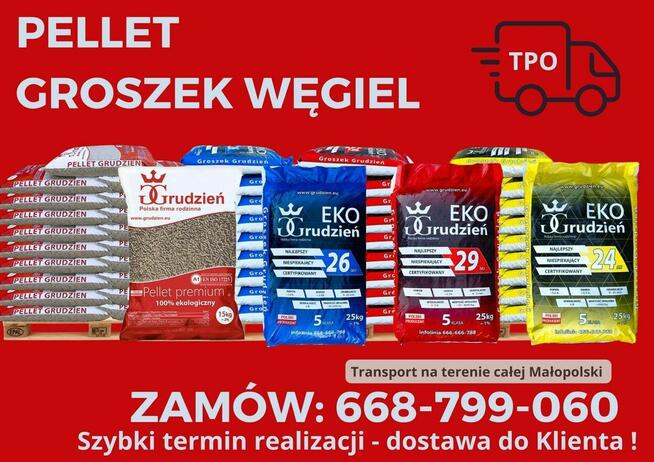 Pellet, groszek węgiel dostawa Małopolska