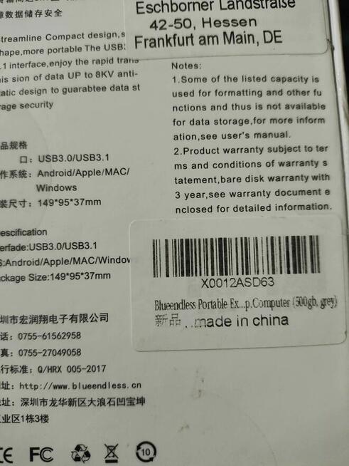 DYSK Przenośny Zewnętrzny HDD 500GB do Komputera PC Laptopa