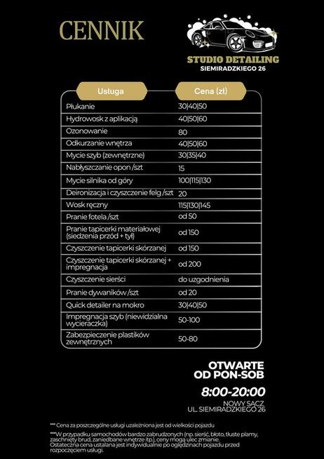 Myjnia samochodowa Nowy Sącz, ul. Siemiradzkiego 26