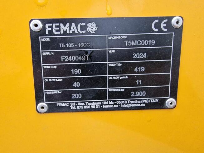 MULCZER FEMAC T5 105 NOWY, 16 500 netto z płytą adaptacyjną