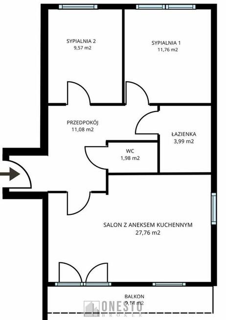 Mieszkanie 3 pok. 66,14m2, Turka