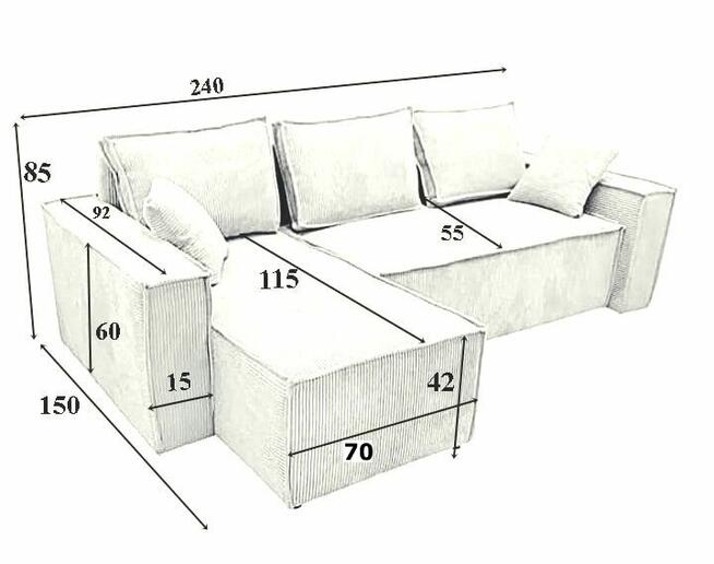 Narożnik SZYBKA wysyłka pojemnik funkcja spania NOWY Eryk