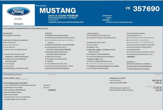 Mustang turbo, performance pack + premium pack + modyfikacje