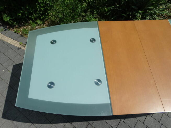 Stół do salonu szklano-drewniany rozkładany