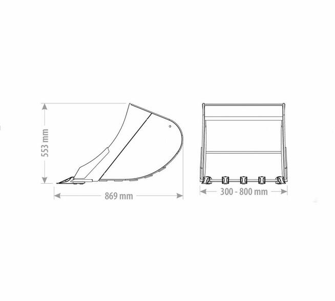 ŁYŻKA PODSIĘBIERNA Z ZĘBAMI 3,5 - 5 T