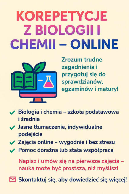 Biologia, chemia, korepetycje.