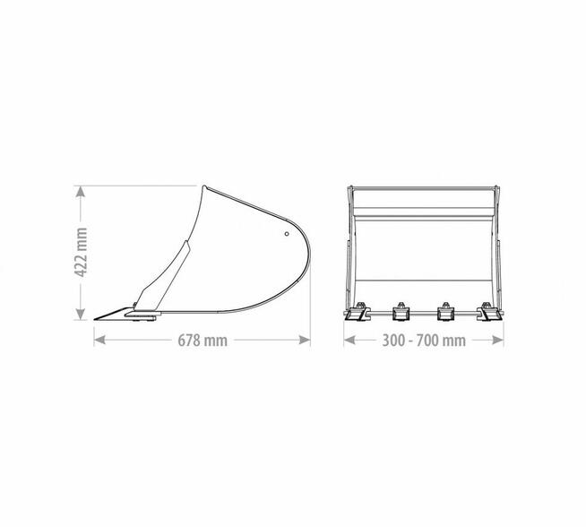 ŁYŻKA PODSIĘBIERNA Z ZĘBAMI 2,6 - 3,5 T
