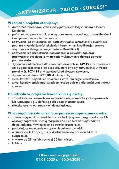 Bezpłatny udział w projekcie