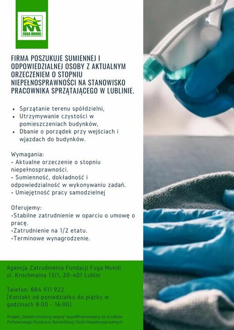Pracownik Sprzątający z orzeczeniem (1/2 etatu)