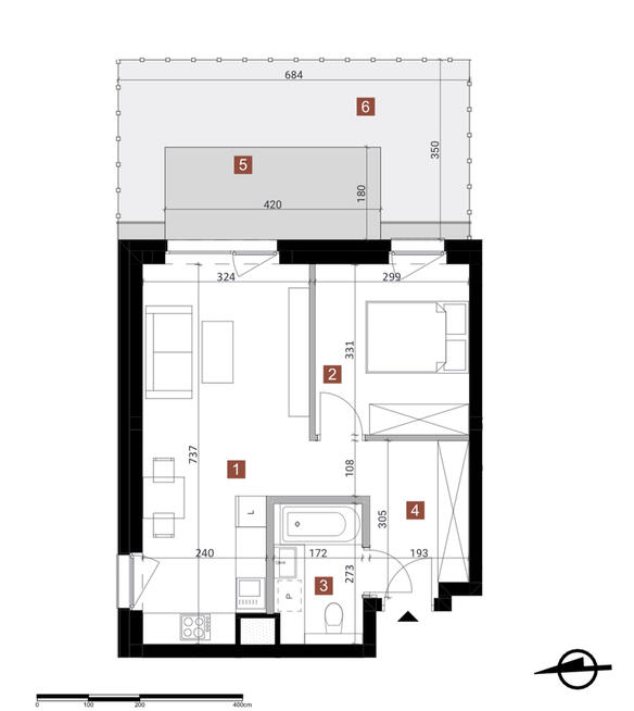 Okazja Reden 2 Pakoje ogród 25m2