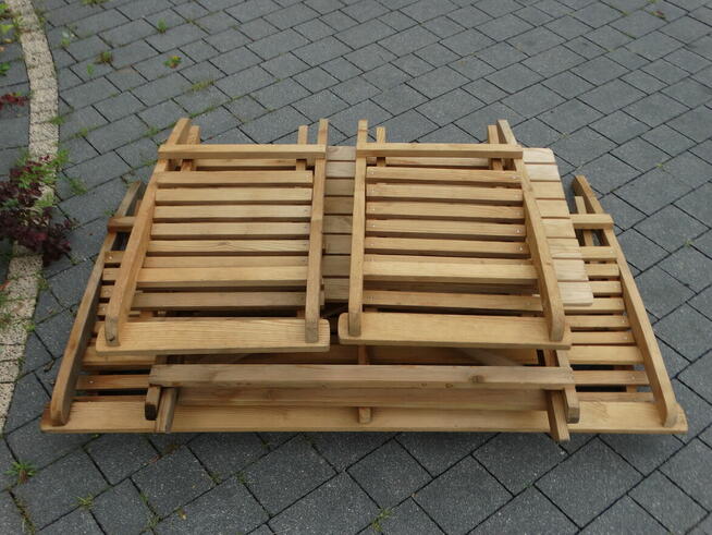 Składany zestaw ogrodowy stolik, ławka i 2 krzesła