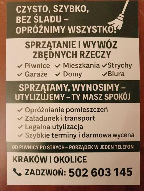 Sprzątanie i wywóz zbędnych rzeczy