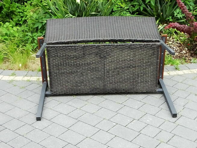 Ławka ogrodowa z technorattanu z oparciem lekka 109×54 cm st