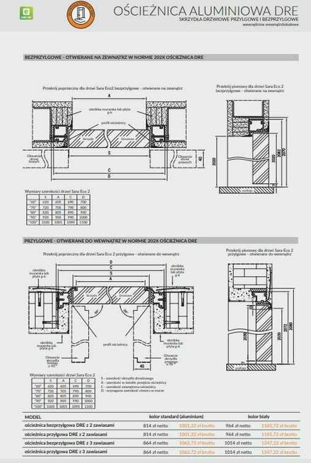 Ościeżnica do drzwi ukrytych SARA ECO DRE - Dostępna od ręki!